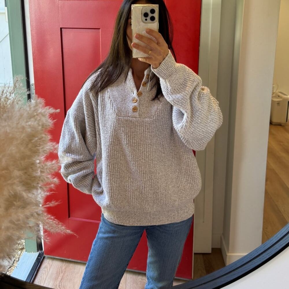 Vintage Eddie Bauer Chunky Knit Henley Sweater-Oversized S